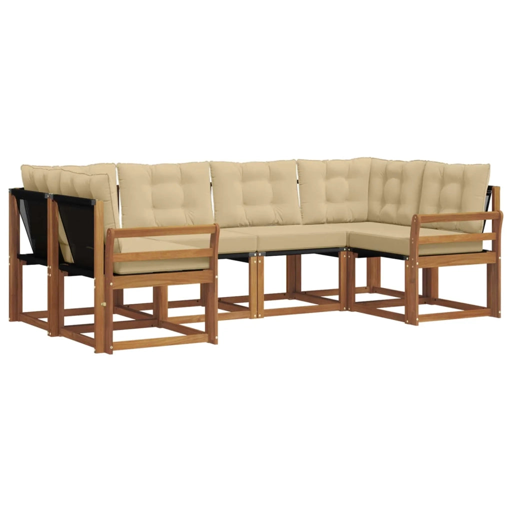 Set di divani da esterno con cuscino 6 pcs Naturale e Beige 3369004