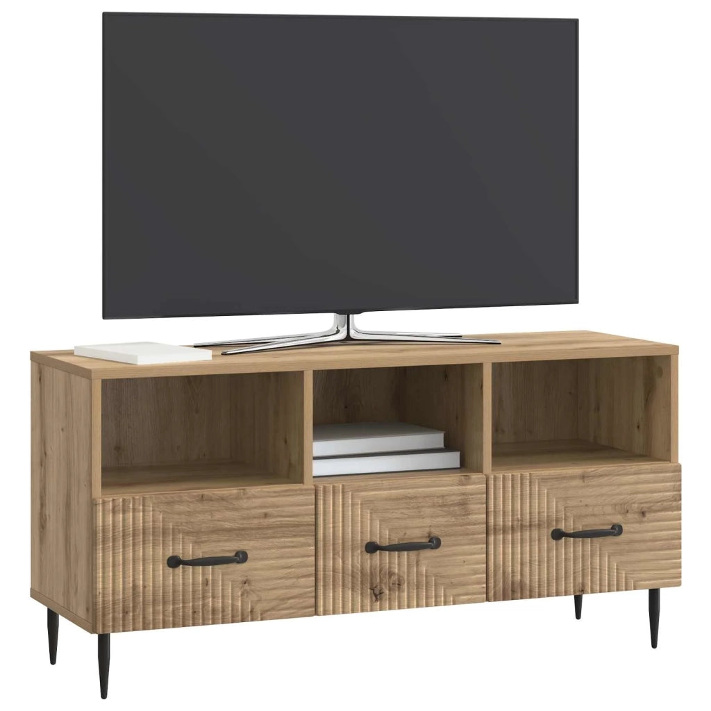 Mobile TV con cassetto-Credenza per TV Rovere Artigianale 102 x 34,5 x 50 cm 496465