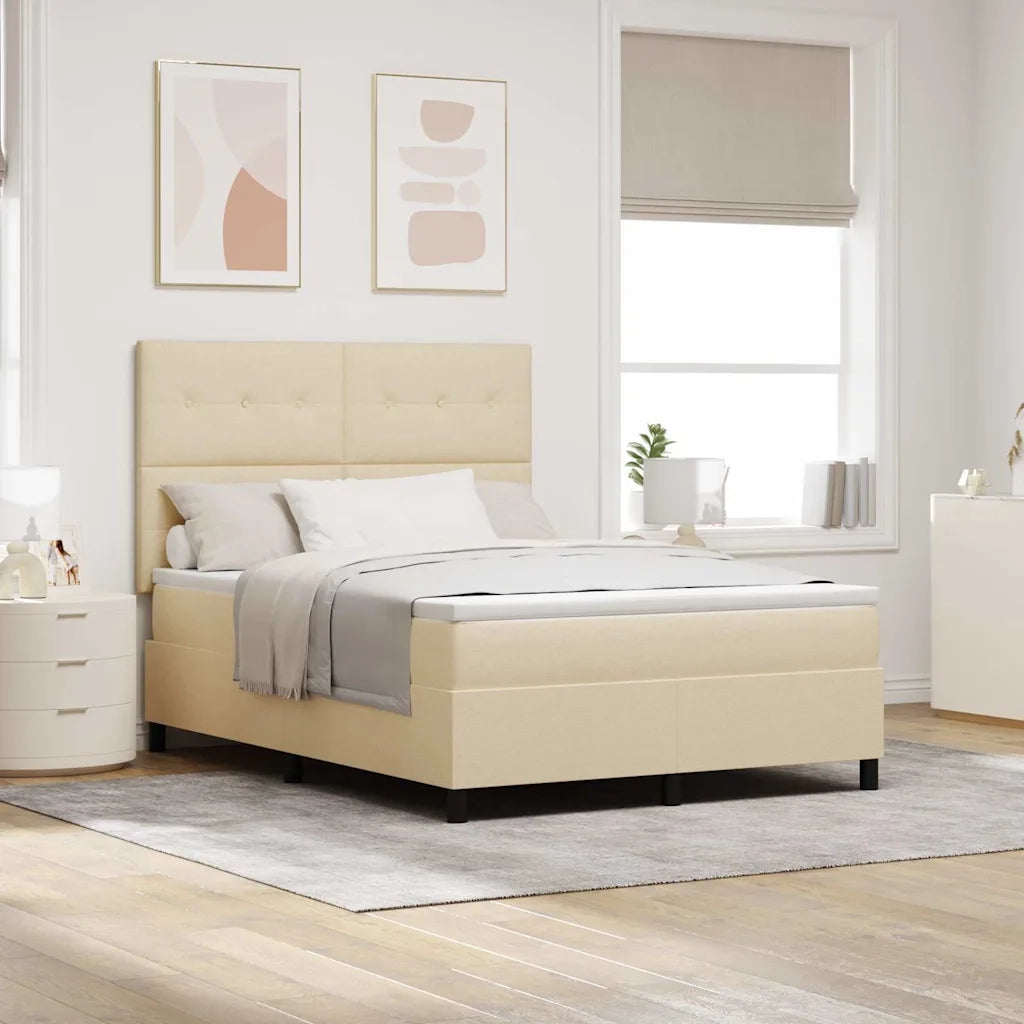 Letto a molle con materasso con led Crema 140 x 200 cm Tessuto
