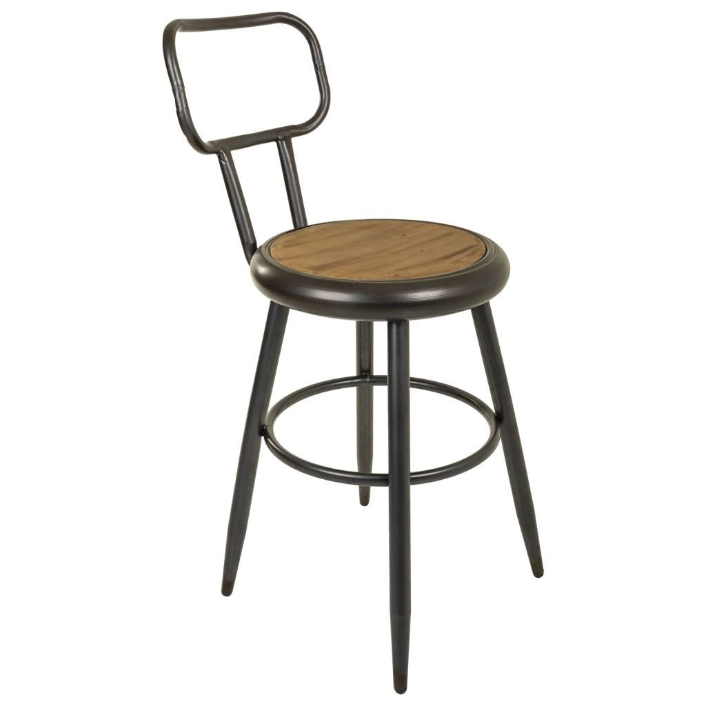 Sgabello in metallo e legno marrone 42x54x92h