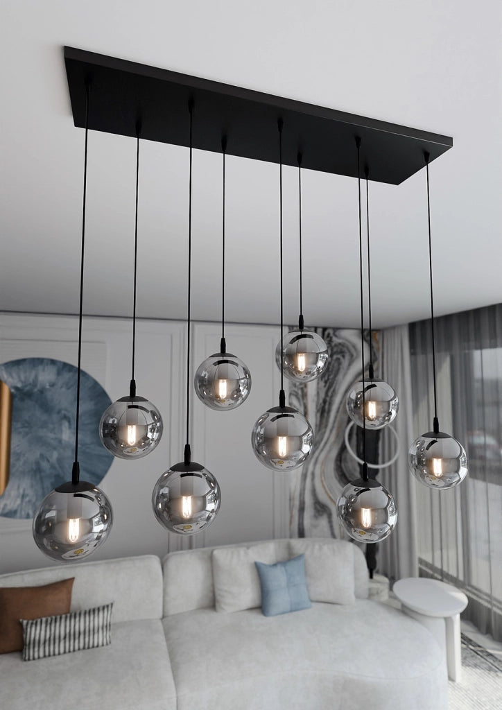 Lampadario Emibig COSMO 9, 9xE14 nero/grafite 104cm