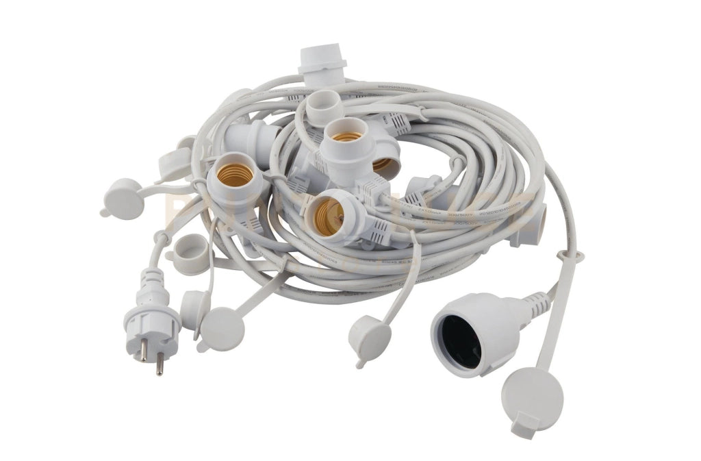 STRINGA ELETTRIFICATA PICNIC BIANCA 10 LUCI ATTACCO E27 IP54 CON SPINA SCHUKO 100CM
