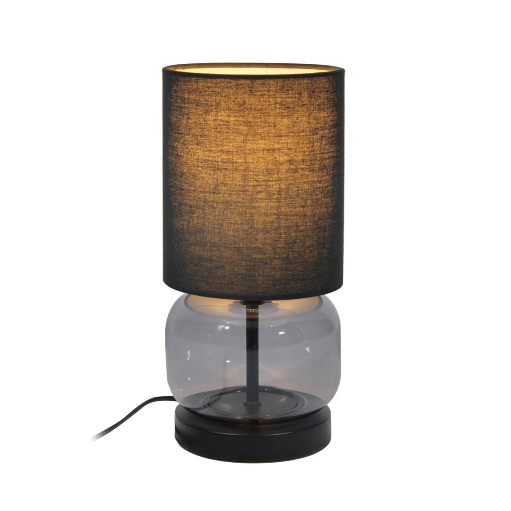 Lampada da tavolo Dorme Italux nera paralume tessuto E27