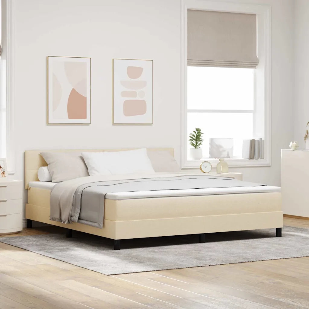 Letto a molle con testiera Crema 180 x 200 cm Tessuto 3338711