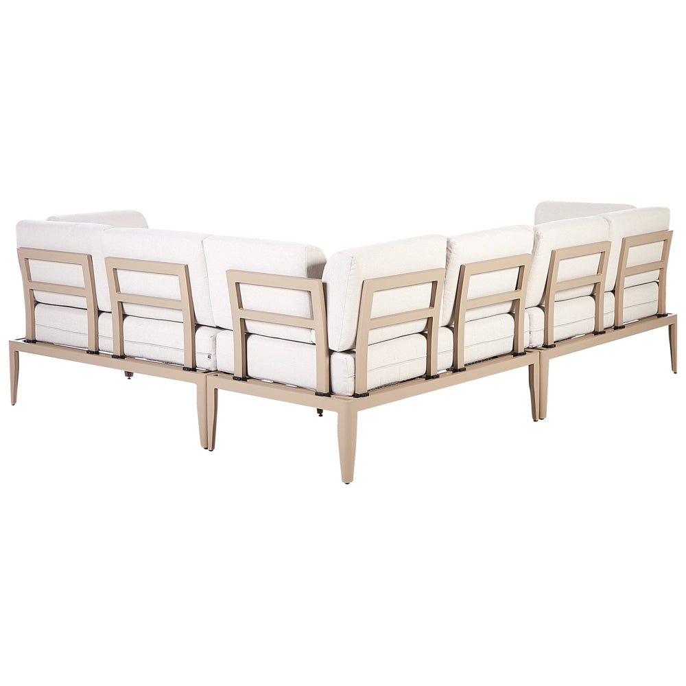 Set Divano da Esterno in Alluminio grigio e cuscini beige a 6 posti Patio Moderno
