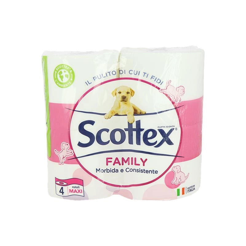 SCOTTEX CARTAIGIENICA FAMILY MORBIDA E CONSISTENTE - 4 ROTOLI MAXI