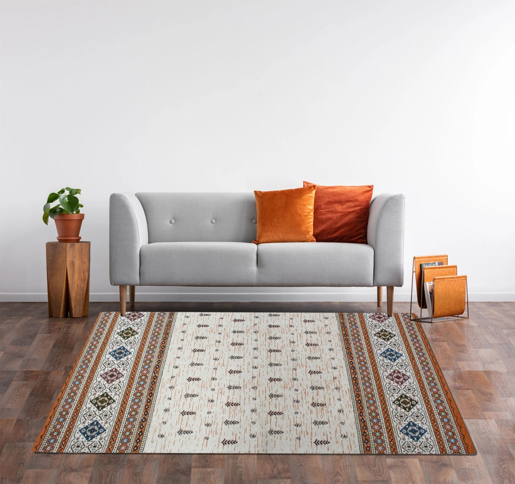 Tappeto Arredo Moderno Morbido in Ciniglia Ingresso Antiscivolo Prodotto Italiano  Soggiorno Camera Salotto Disegni Piazzati Cotone Varie Misure Grande Loom/Ruggine - 80x150 cm