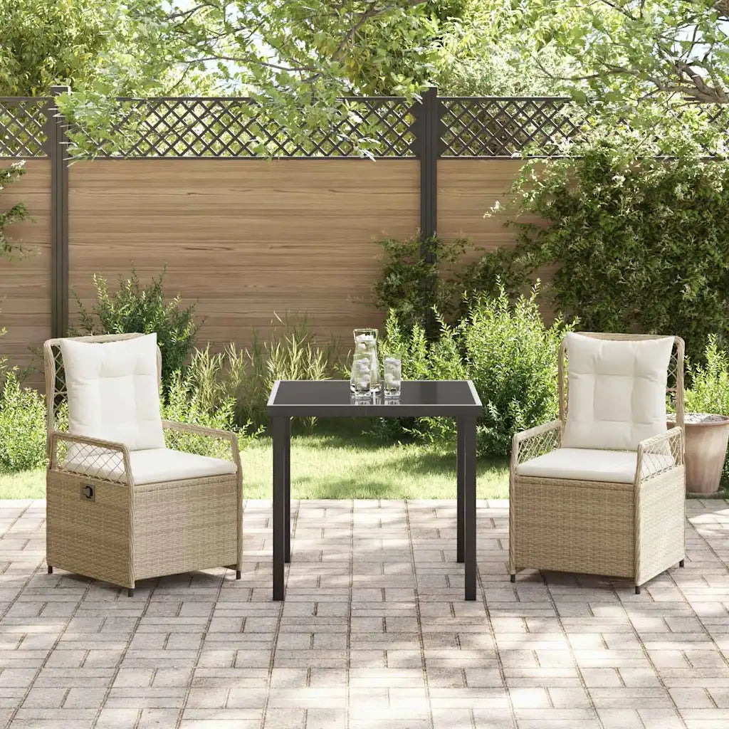 Set da Pranzo per Giardino 3 pcs Beige e Bianco Crema