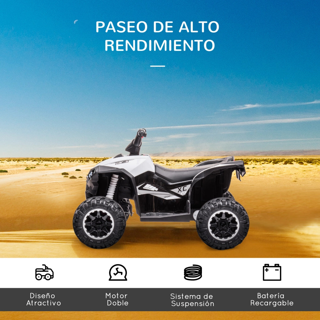 Quad Elettrico per Bambini 3-5 Anni ¨C Minimal ¨C 83x53x55.5 cm, Nero e Bianco
