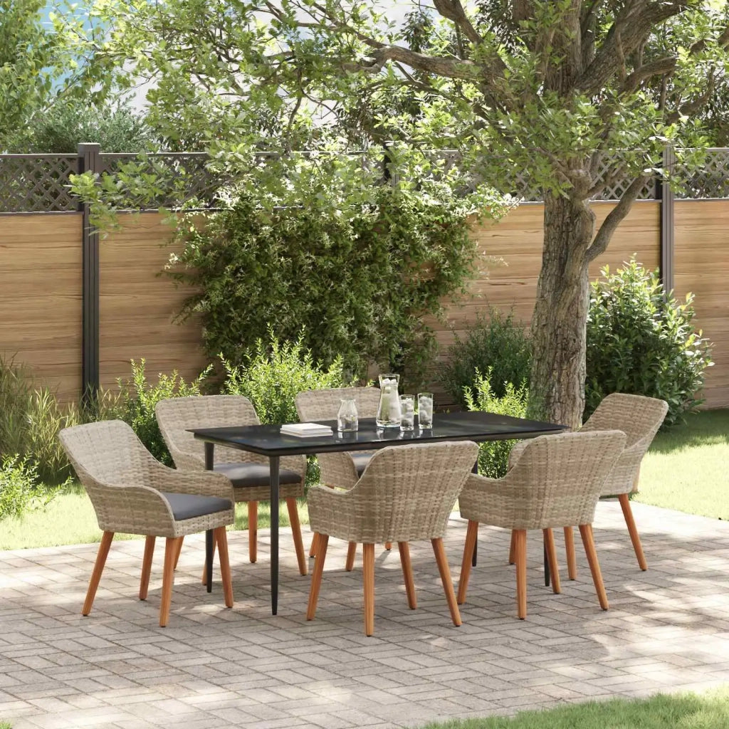 Set da Pranzo per Giardino 7 pz Grigio chiaro polyrattan 3261709