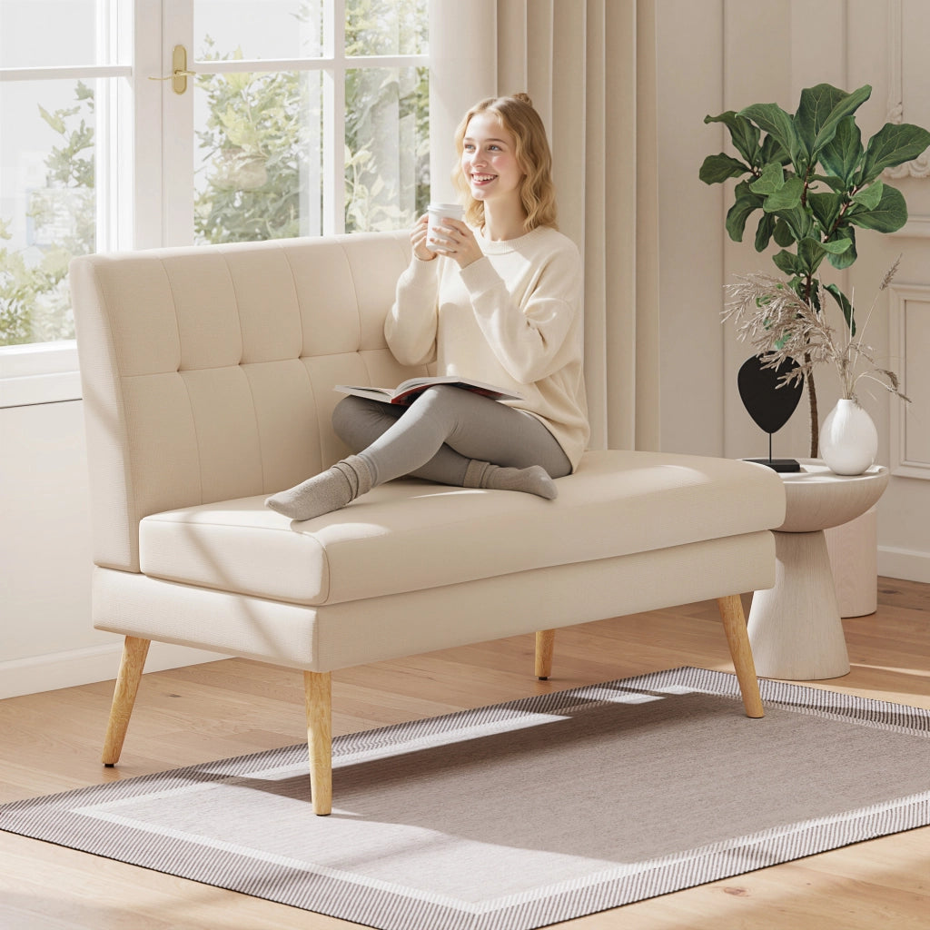 Divano 2 posti ¨C Minimal ¨C beige, tessuto, 80x90