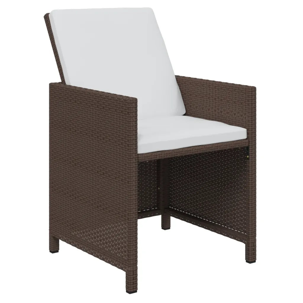 Set da Pranzo per Giardino 19 pz con Cuscini Polyrattan Marrone 3095648