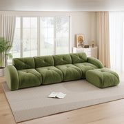 Divano Angolare Modulare 4 Posti con Poggiapiedi ¨C MINIMAL ¨C Verde
