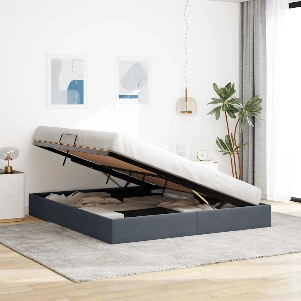 Letto con Contenitore Grigio Scuro 193 x 203 cm Velluto 3370139