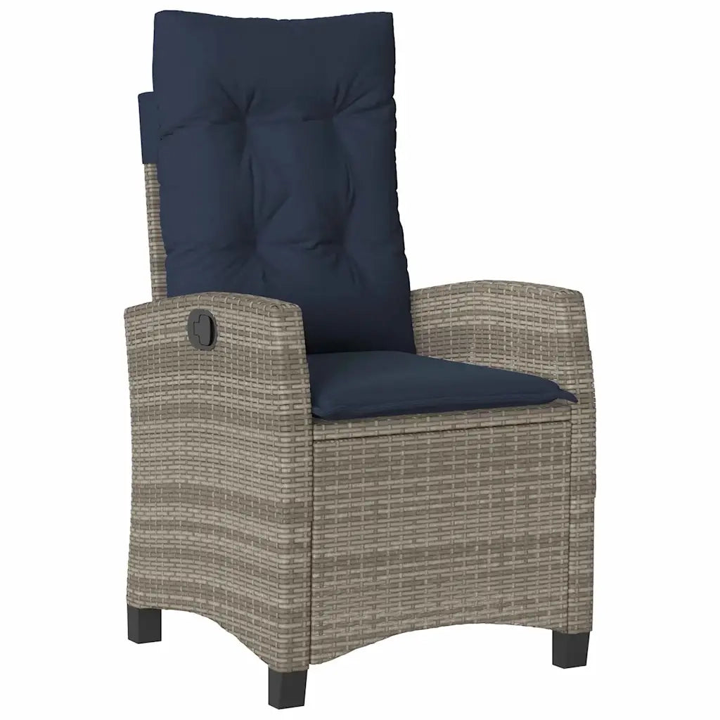 Set da Pranzo per Giardino con cuscino 5 pcs Grigio polyrattan