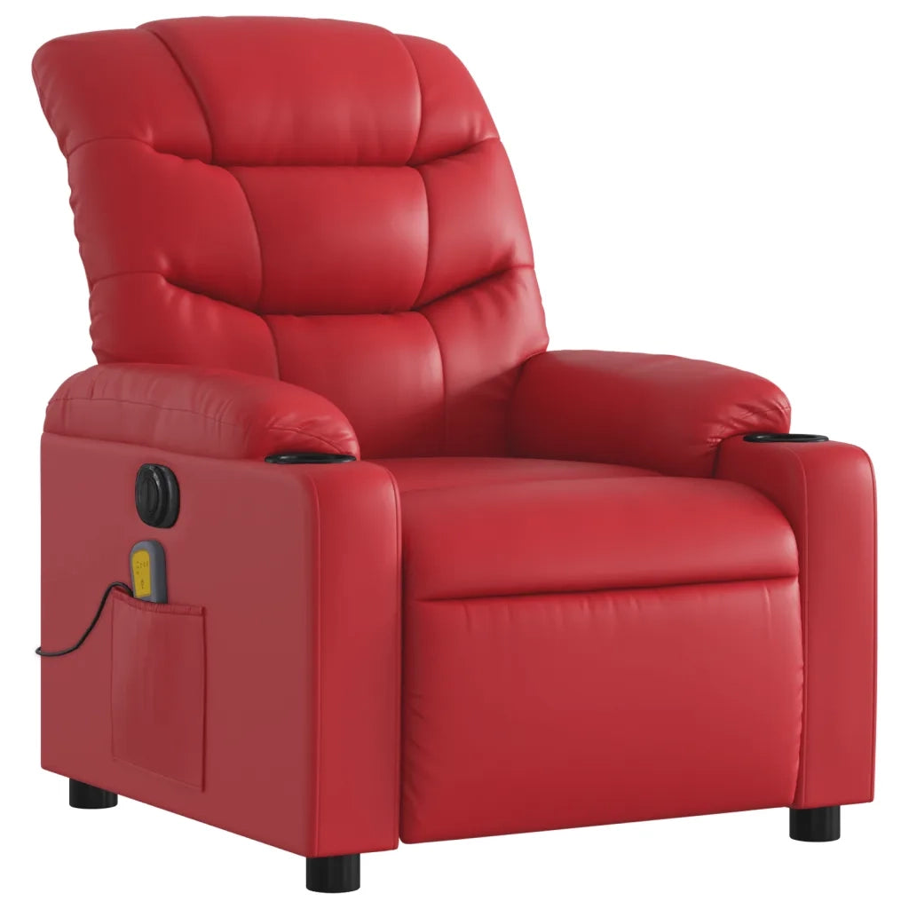 Poltrona Massaggio Elettrica Reclinabile Rosso Similpelle 3206597