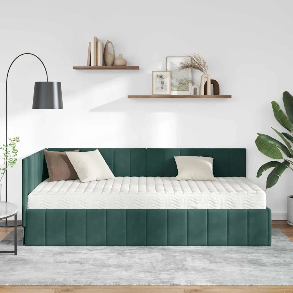 Struttura Letto Angolare con Materasso 2 pcs Verde Velluto 3393850