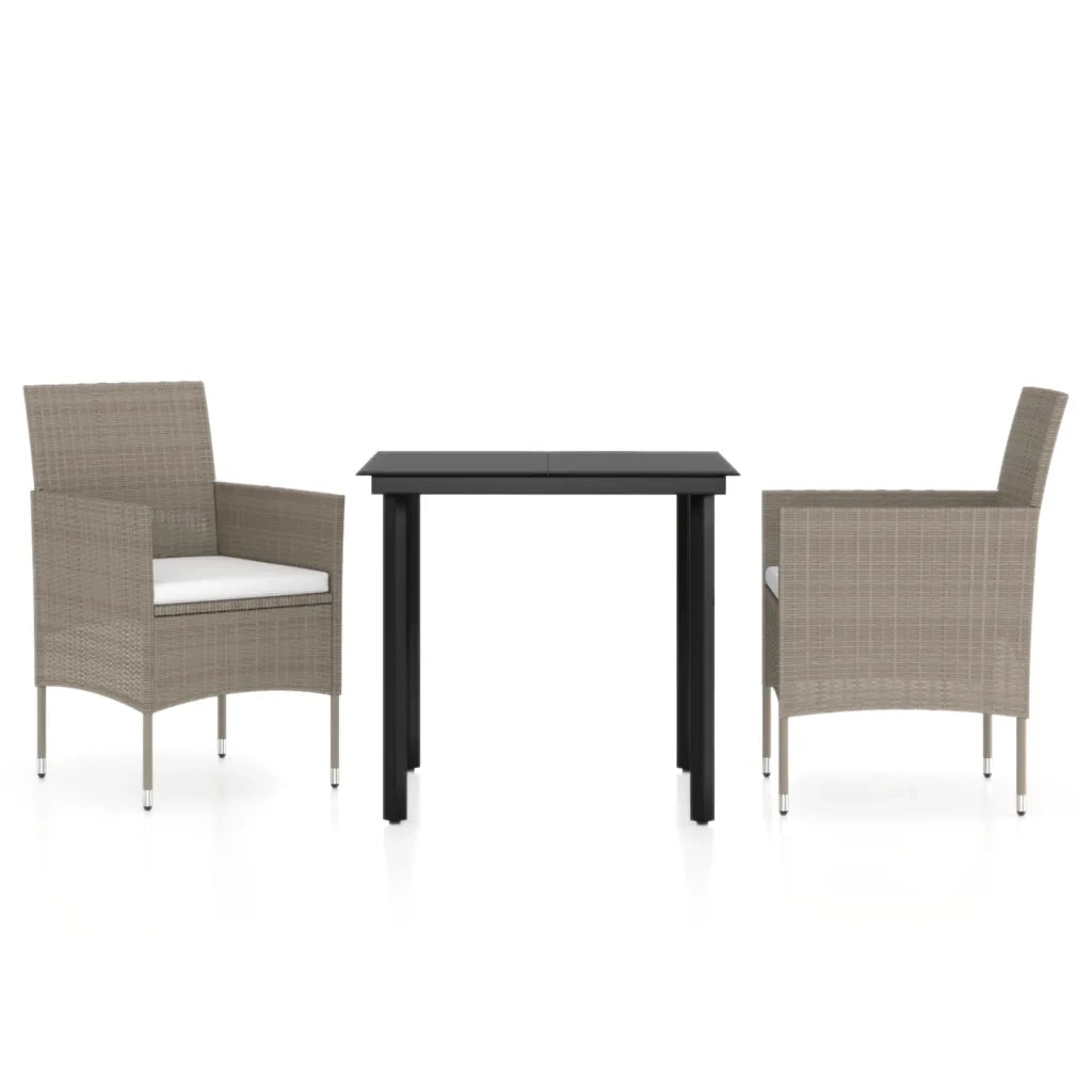 Set da Pranzo da Giardino 3 pz | Set Salotto da Giardino con Cuscini Beige e Nero