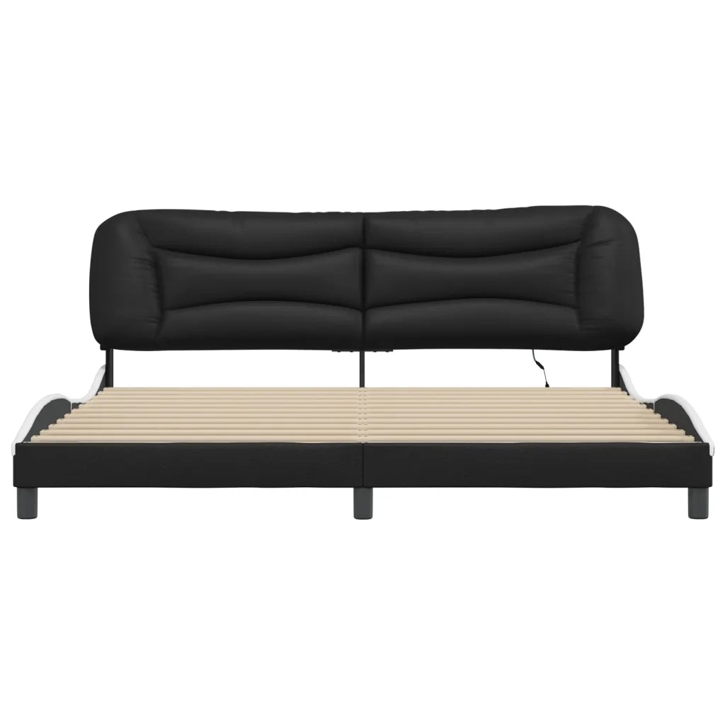 Giroletto con LED senza Materasso Hvar Nero e Bianco 200x200 cm