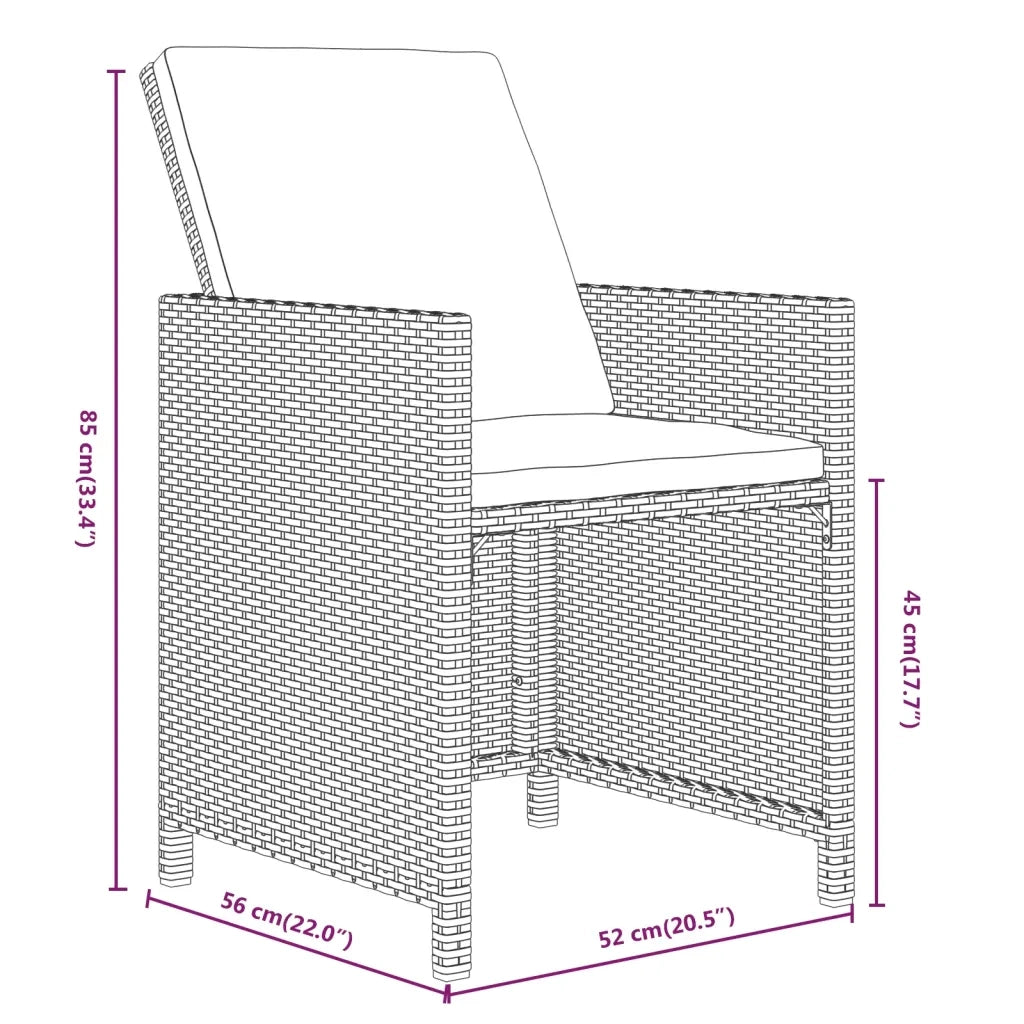 Set da Pranzo per Giardino 21pz con Cuscini Polyrattan Marrone 3095675