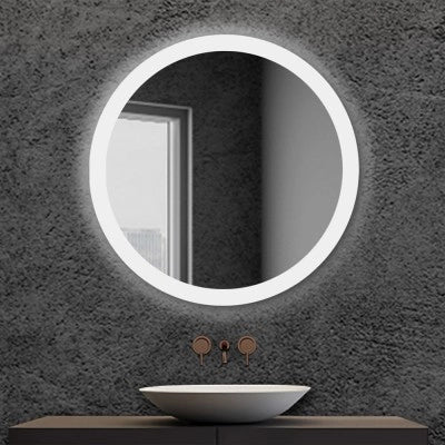 Specchio bagno 80 cm tondo con cornice LED serigrafata bianco naturale