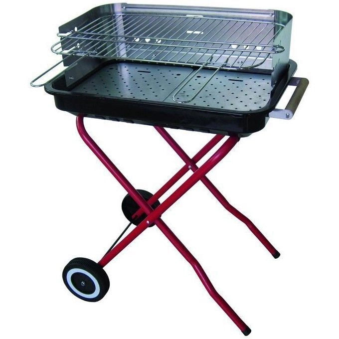 BLINKY 78800-30 Sunny-56 Barbecue a carbone con piano cottura 56x36 cm griglia cromata 3 posizioni ruote per trasporto colore Nero