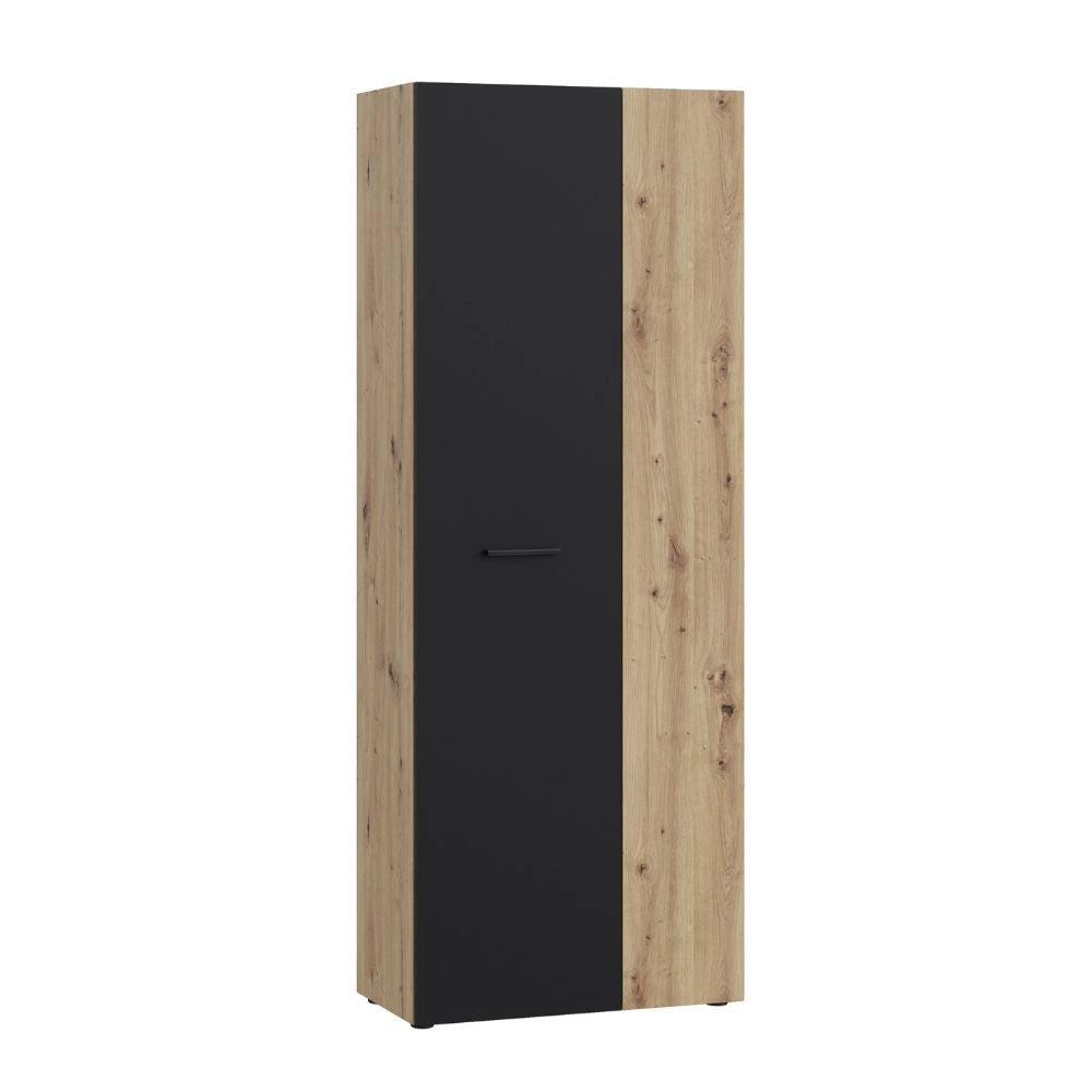 Armadio multiuso tuttopiani Teodoro 2 ante rovere con anta nera 69x36.5x181H