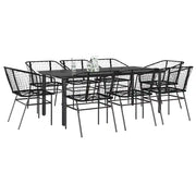 Set da Pranzo da Giardino 9 pz Polyrattan Vetro 3334589