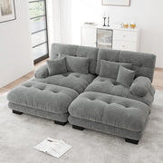 Divano modulare cloud con 2 pouf 2 cuscini lombari e 2 cuscini decorativi braccioli ampi in ciniglia grigio