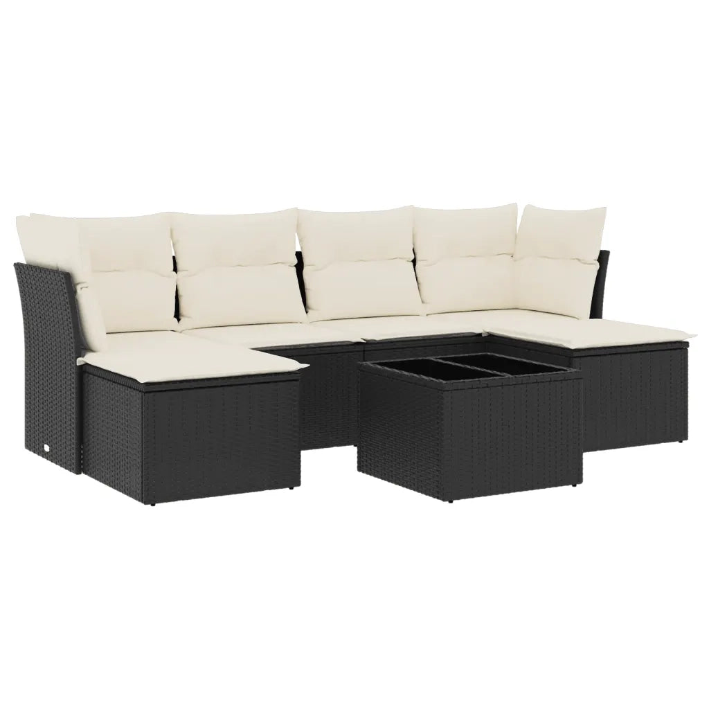 Set Divani da Giardino con Cuscini 7pz Nero Polyrattan 3218016