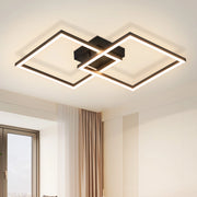 ZMH Lampada da soffitto LED nera moderna quadrata 2 cornici 3000K per soggiorno