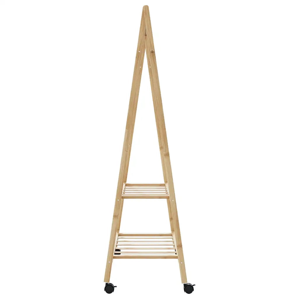 Appendiabiti con Ripiani e Ruote 96x45,5x155,5 cm in Bambù 4008907