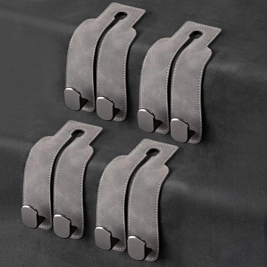 Set di 4 attacchi per auto per borse e borse da mano, attacchi per sostegno testa auto (grigio, 4 pezzi)