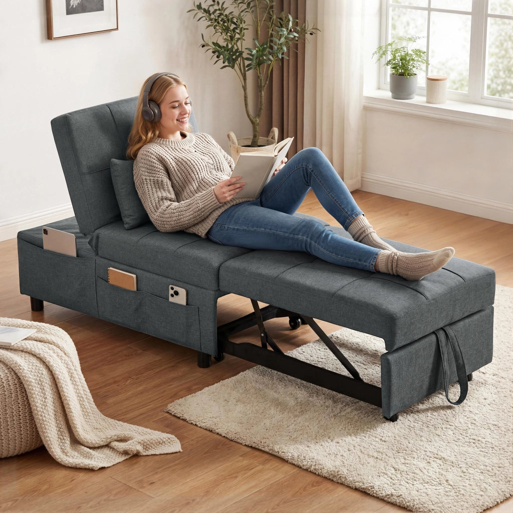 Divano letto reclinabile 2 posti ¨C Minimal ¨C Grigio