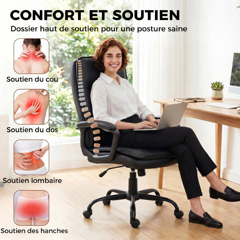 Poltrona da ufficio ergonomica ¨C Xylo ¨C Pelle scamosciata, nera, regolabile