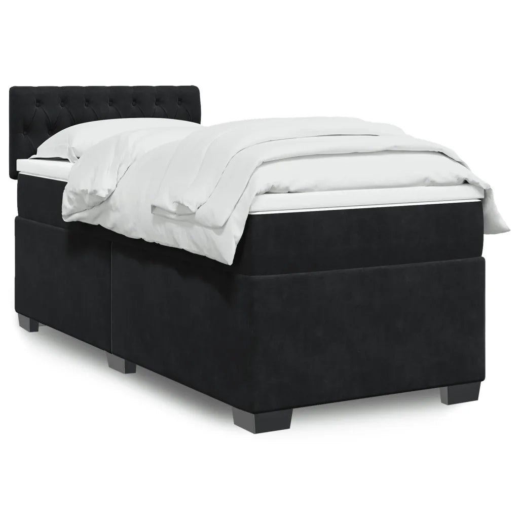 Giroletto a Molle con Materasso-Struttura Letto Nero 80x200 cm in Velluto 749831