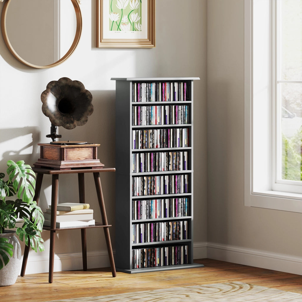 Libreria per CD DVD ¨C Xylo ¨C 8 scomparti 6 ripiani regolabili grigio