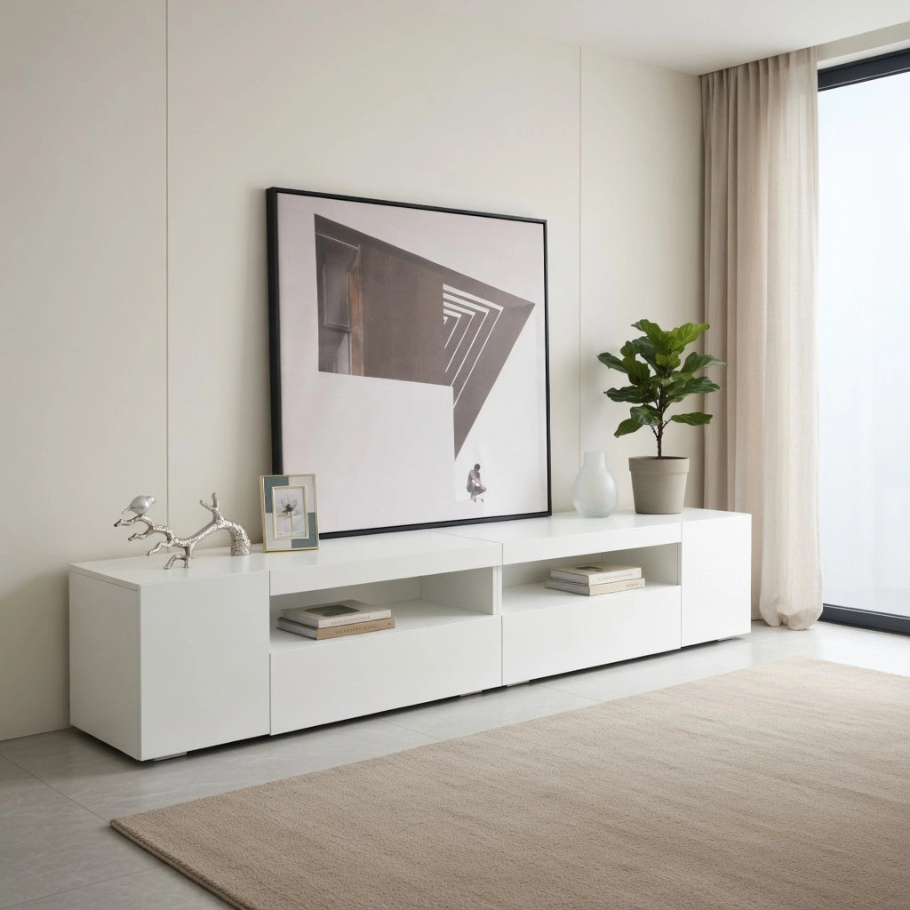 Credenza TV bianca in MDF lunghezza 240 cm