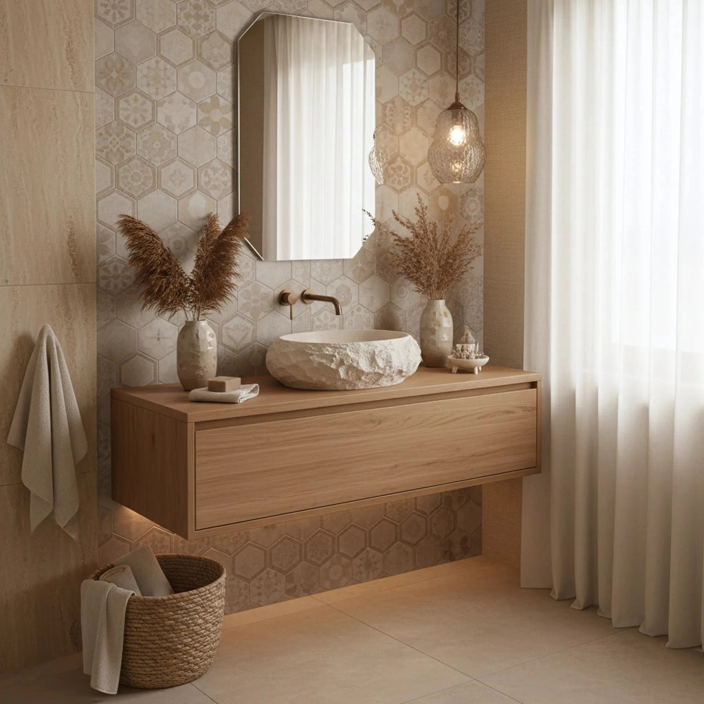 Lavabo Da Appoggio Rea Mika Warm Beige