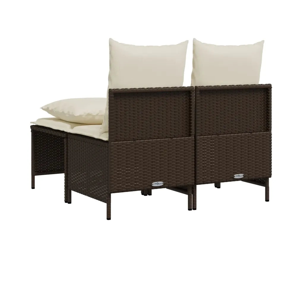 Set Divano da Giardino 4 pz | Set Salotto da Giardino con Cuscini Marrone in Polyrattan