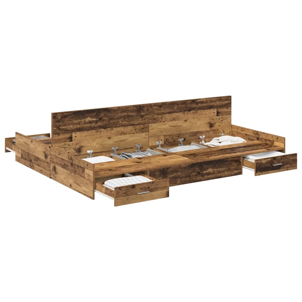 Struttura letto con contenitore Legno vecchio 140 x 190 cm 3335315
