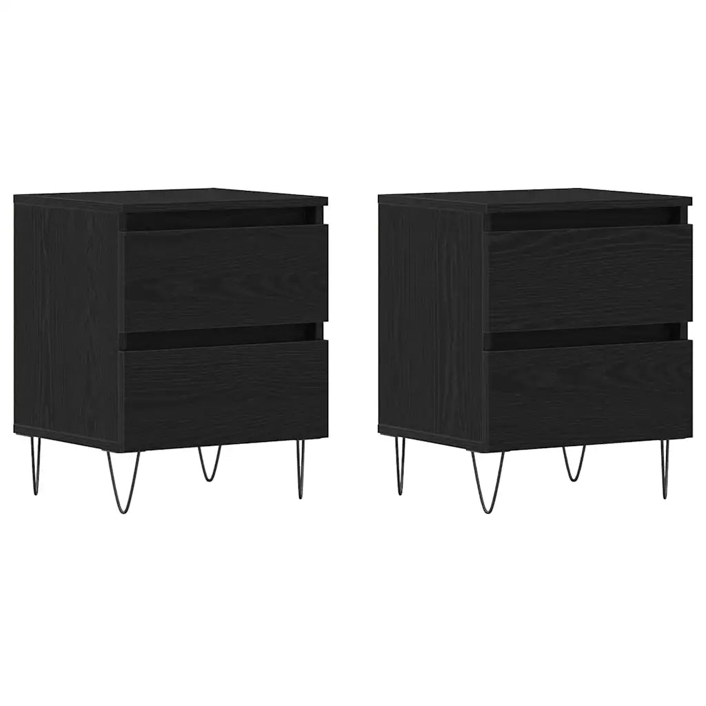 Armadio da Notte con cassetto 2 pcs Rovere nero 40 x 35 x 50 cm 863487