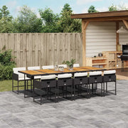 Set da Pranzo da Giardino 11 pz con Cuscini in Polyrattan Nero 3211299