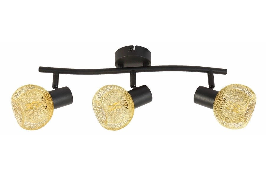 Plafoniera Reality Loretto nera 3 luci E14 oro rete