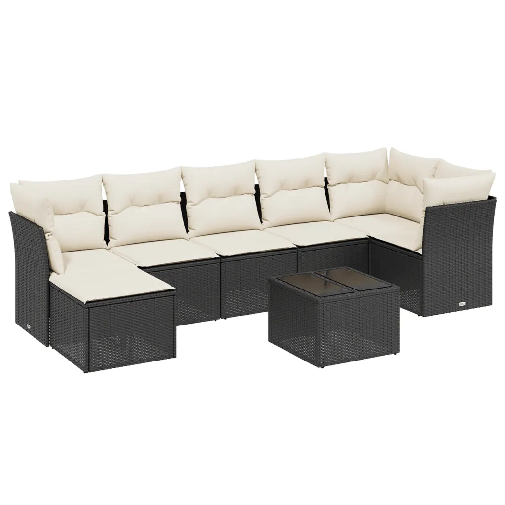 Set Divani da Giardino con Cuscini 8 pz Nero in Polyrattan 3263202