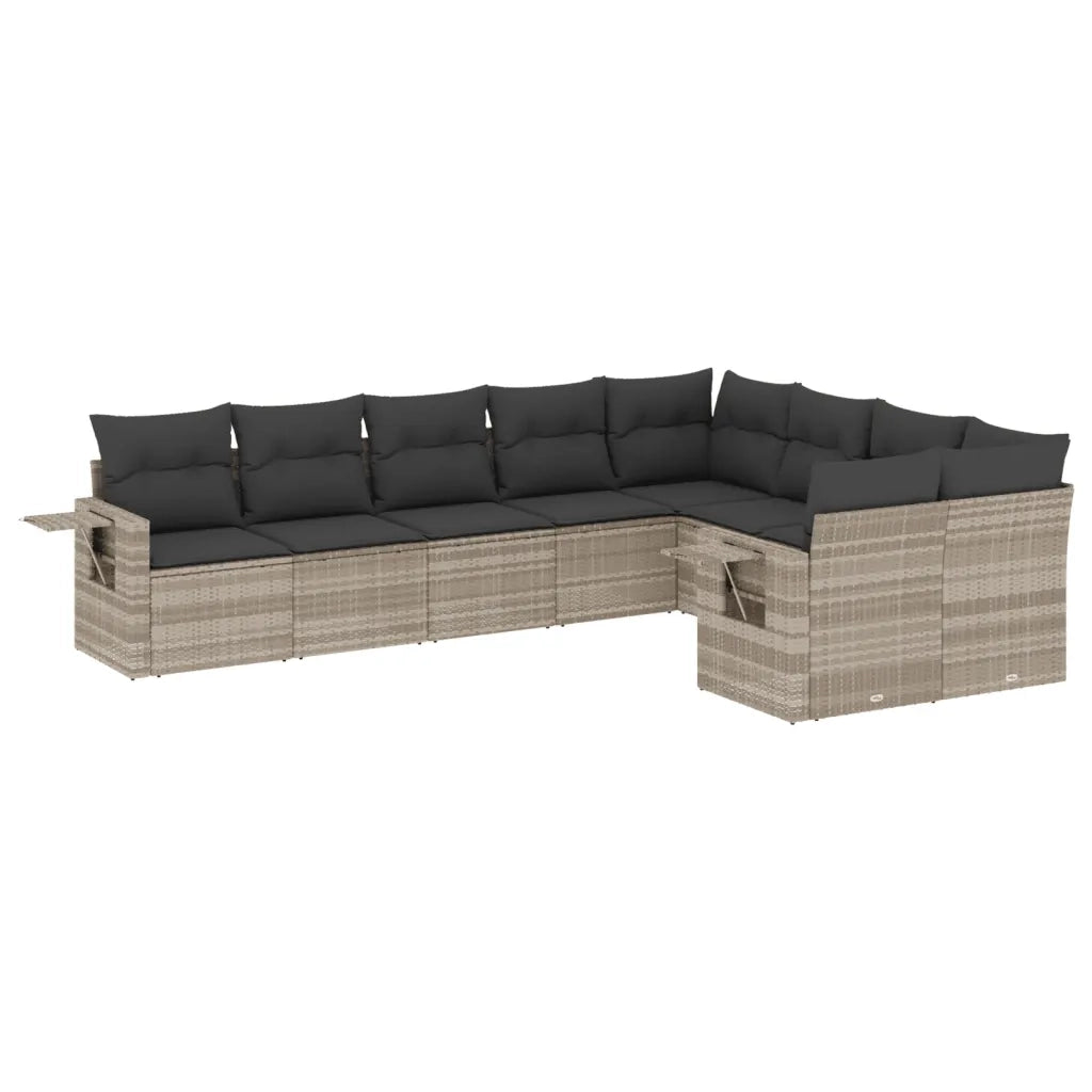 Set Divano da Giardino 9pz con Cuscini Grigio Chiaro Polyrattan 3252979