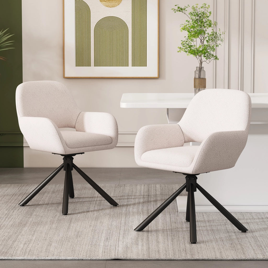 SEDIA Girevole con Braccioli Set da 6 pezzi Sherpa Bianco