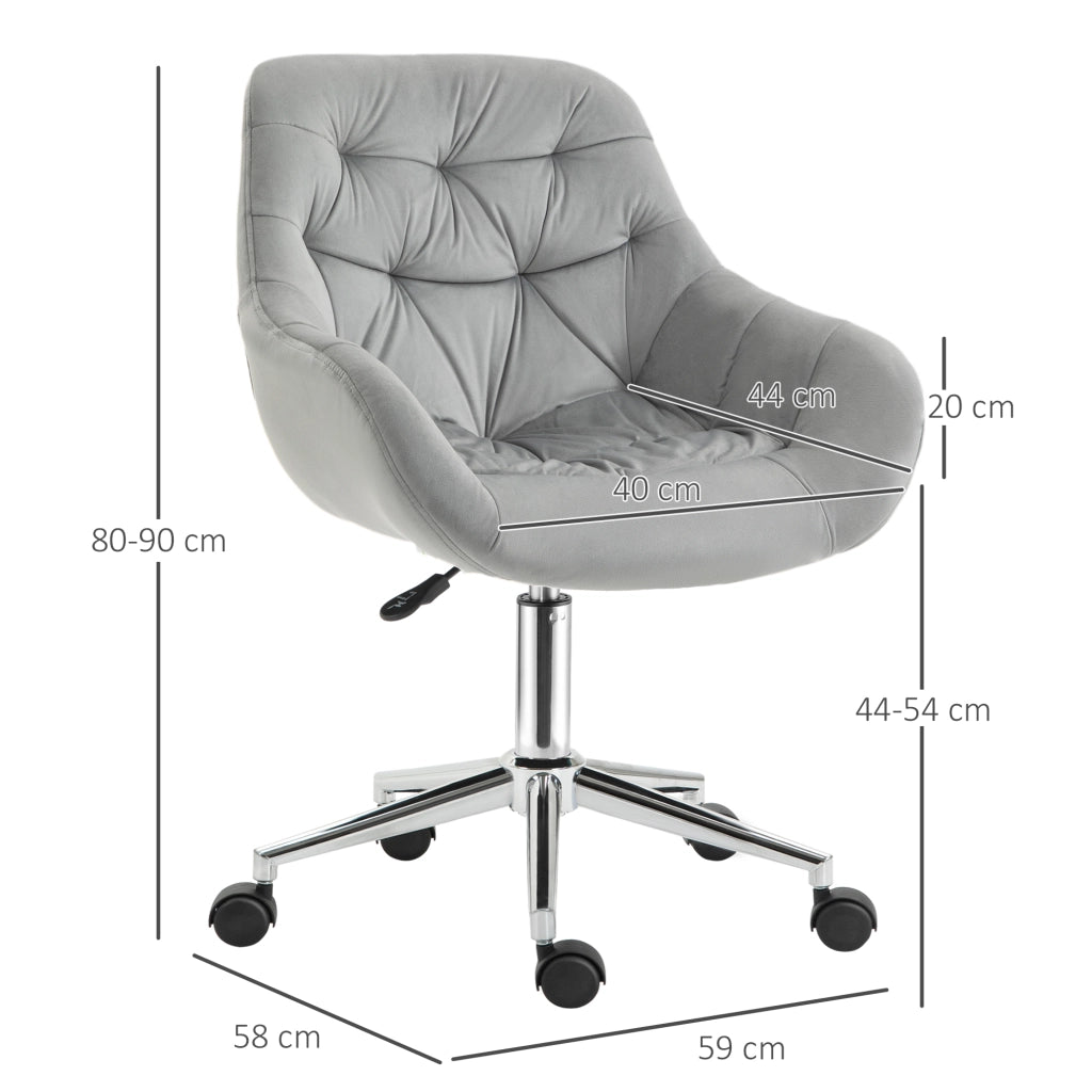 Sedia da Ufficio Girevole ¨C Xylo ¨C Velluto Grigio, Altezza Regolabile, 59x58x80-90cm