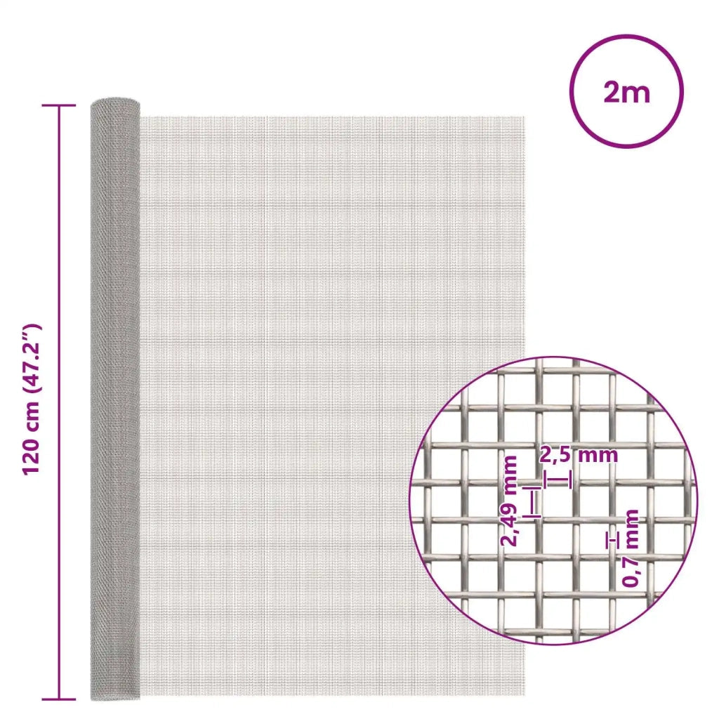 Rete per schermatura 120 x 200 cm 8 Mesh Argento 42039677