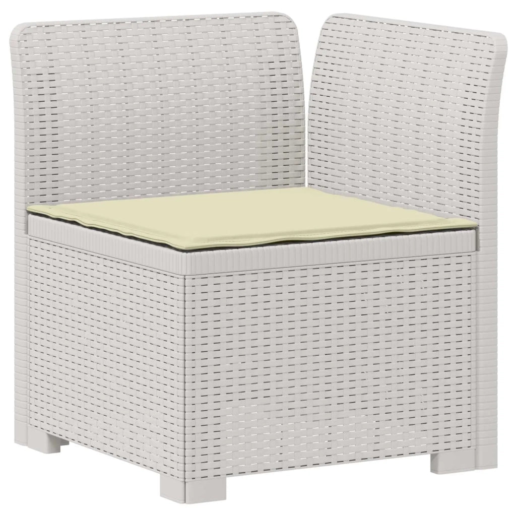 Divano da giardino 4 posti con cuscini aspetto rattan PP Bianco 3444006